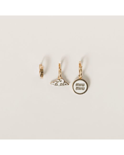 Miu Miu Natural Set Of Metal Earrings