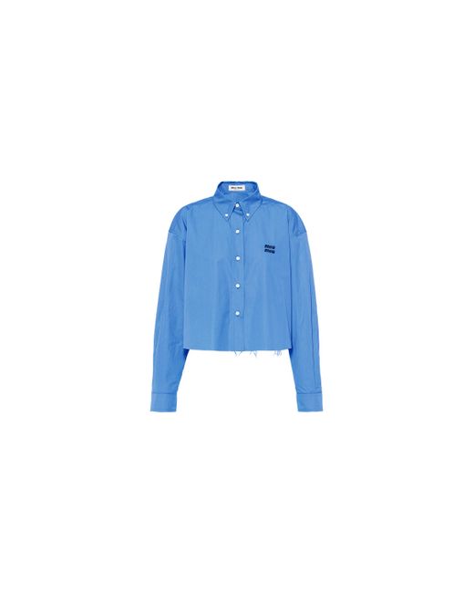 Miu Miu Blue Cropped Poplin Shirt