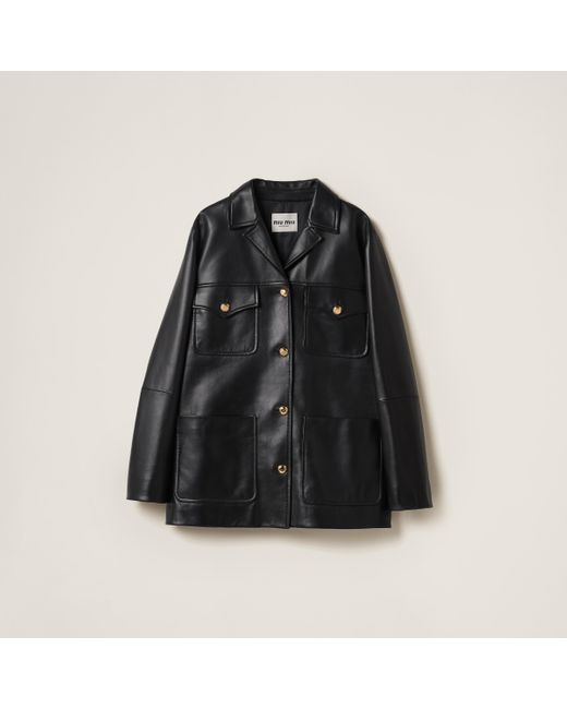 Miu Miu Black Nappa Leather Jacket
