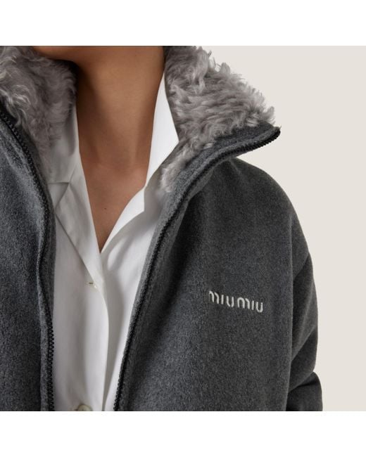 Miu Miu Gray Fleece Down Jacket