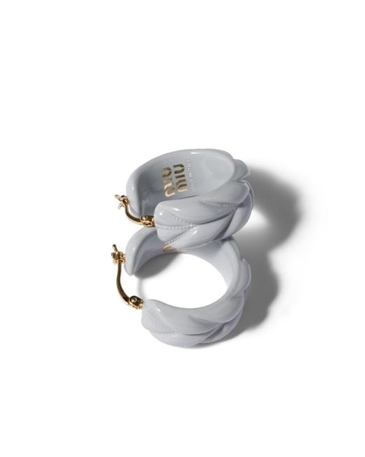 Miu Miu White Matelassé Earrings