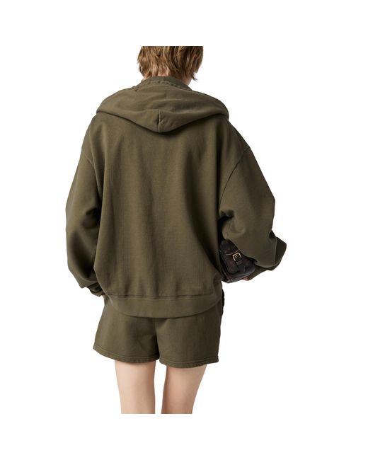 Miu Miu Green Garment-Dyed Hoodie Jacket