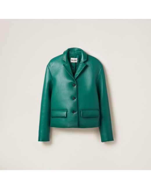 Miu Miu Green Nappa Leather Jacket