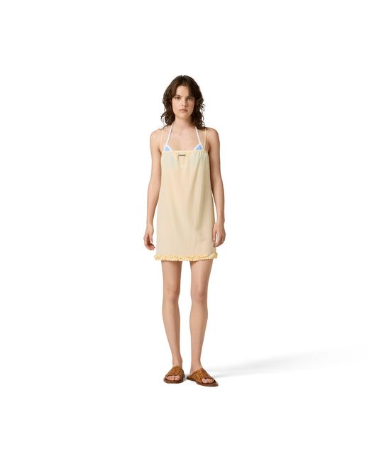 Miu Miu Natural Embroidered Marocain Crepe Dress