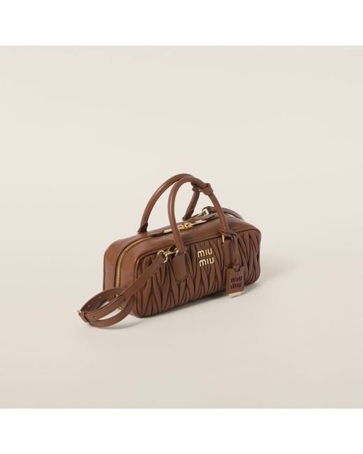 Miu Miu Brown Arcadie Matelassé Nappa Leather Bag