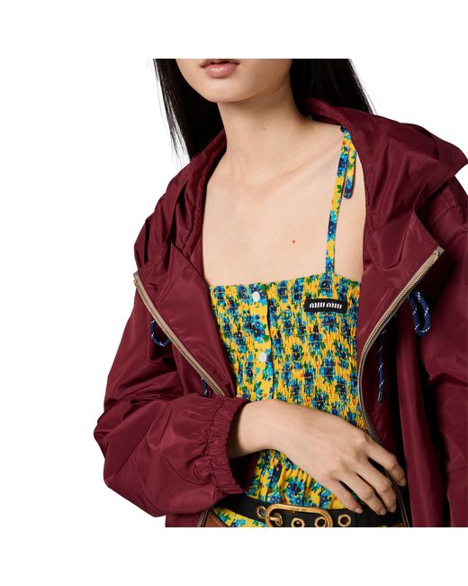 Miu Miu Red Technical Fabric Blouson Jacket