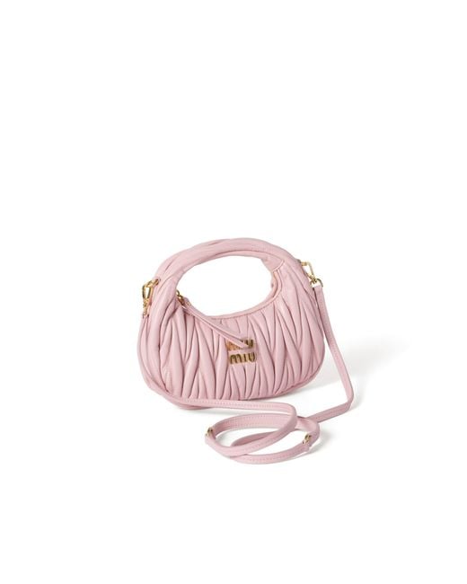 Miu Miu Pink Wander Matelassé Nappa Leather Hobo Mini-Bag