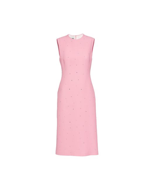 Miu Miu Pink Embroidered Sleeveless Cady Dress