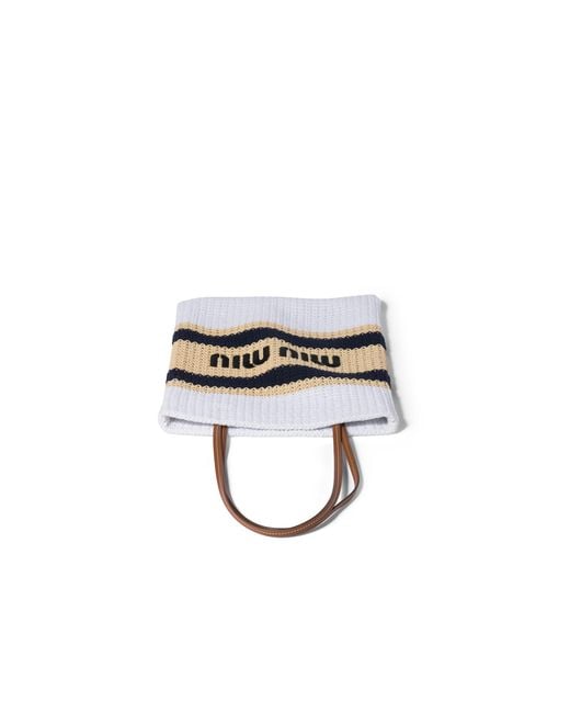 Miu Miu White Raffia-Effect Woven Tote Bag