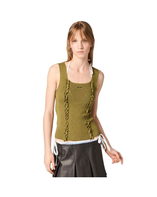 Miu Miu Green Cashmere And Silk Top