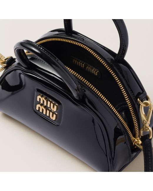 Miu Miu Black Patent Leather Top-Handle Bag