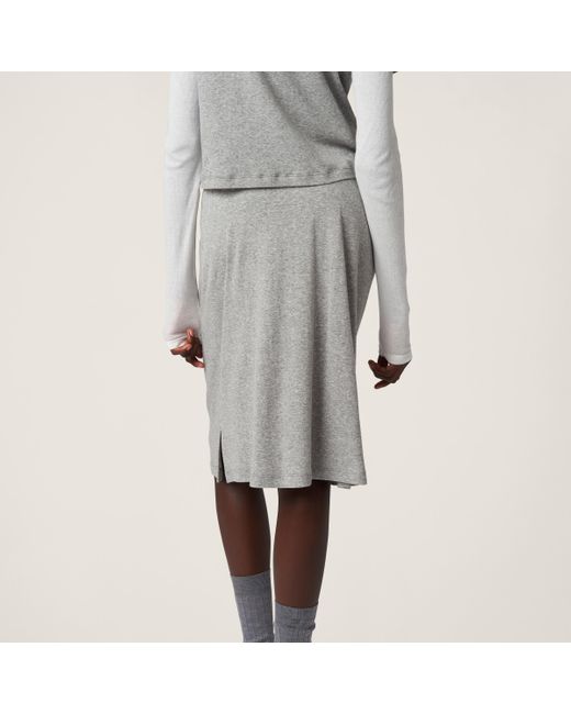 Miu Miu Gray Ribbed Jersey Skirt