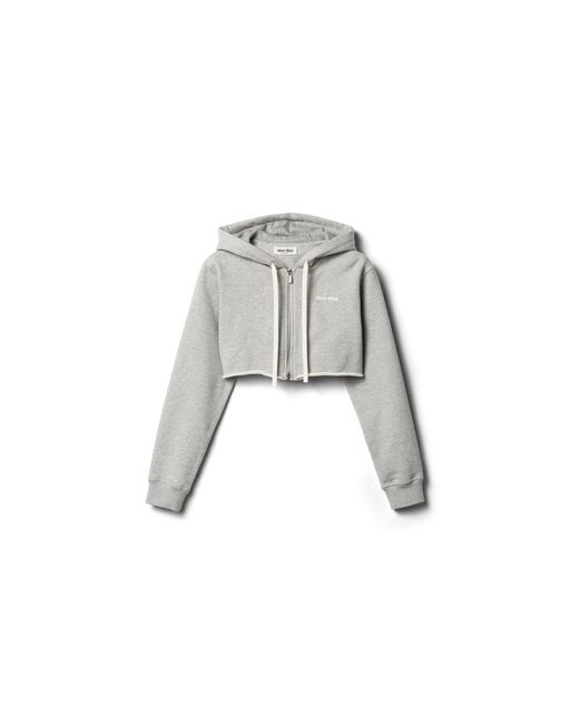 Miu Miu Gray Cropped Hoodie Jacket