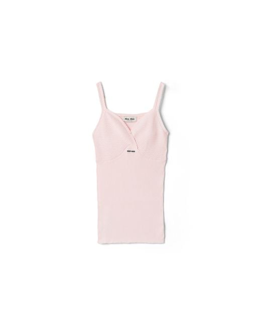 Miu Miu Pink Cotton Knit Top
