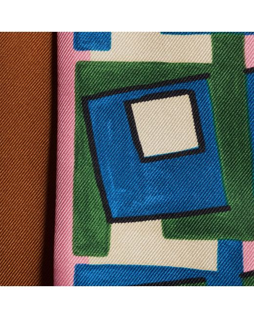Miu Miu Blue Printed Silk Skinny Scarf