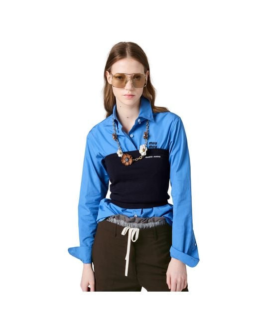Miu Miu Blue Wool Top