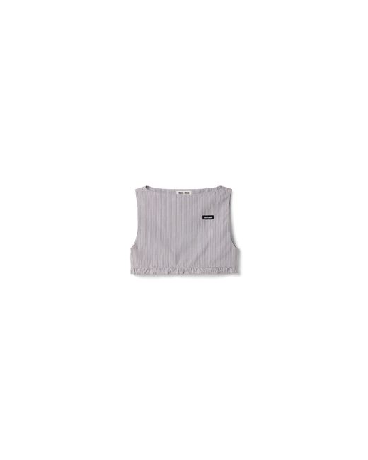 Miu Miu Women's Gray Checked Poplin Crop Top