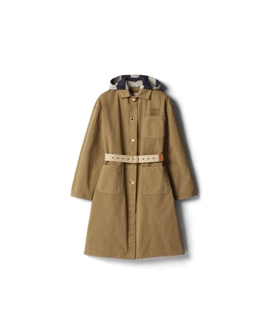 Miu Miu Natural Old Gabardine Single-Breasted Coat