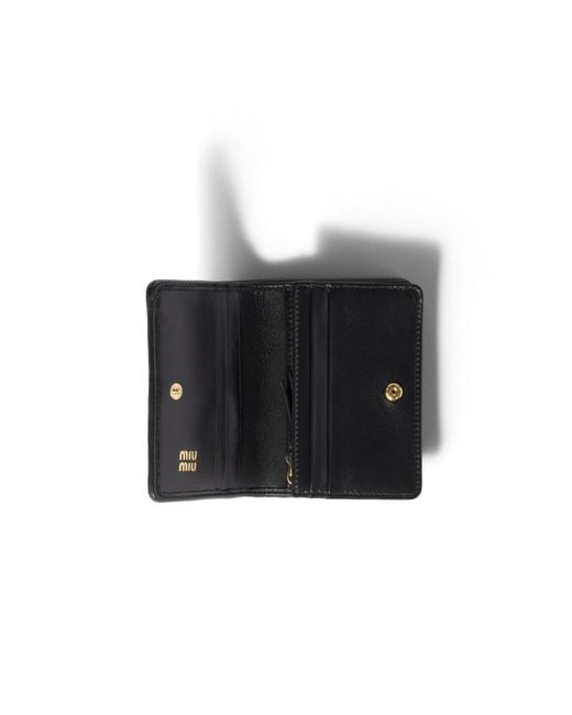 Miu Miu Black Small Matelassé Nappa Leather Wallet