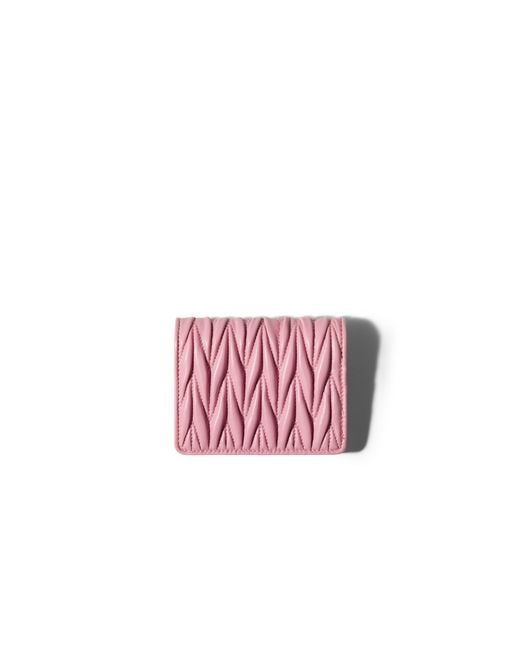 Miu Miu Red Small Matelassé Nappa Leather Wallet