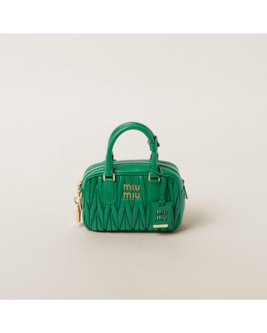 Miu Miu Green Arcadie Matelassé Nappa Leather Bag