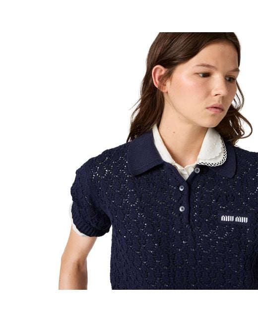 Miu Miu Blue Cotton Polo Shirt