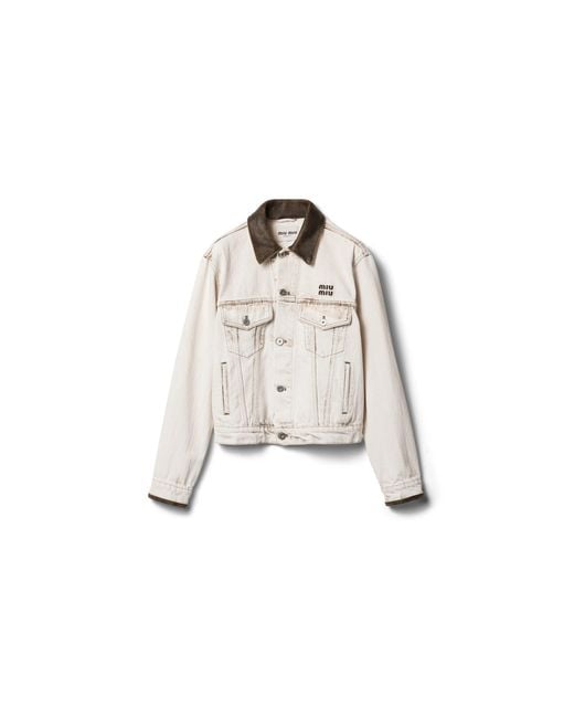 Miu Miu White Denim Blouson Jacket