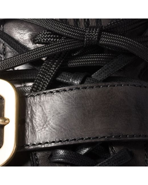 Miu Miu Black Gymnasium Leather Sneakers With Buckle