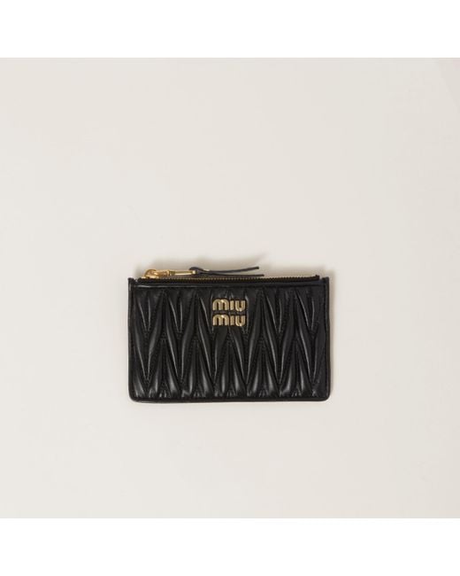 Miu Miu Black Matelassé Nappa Leather Envelope Wallet