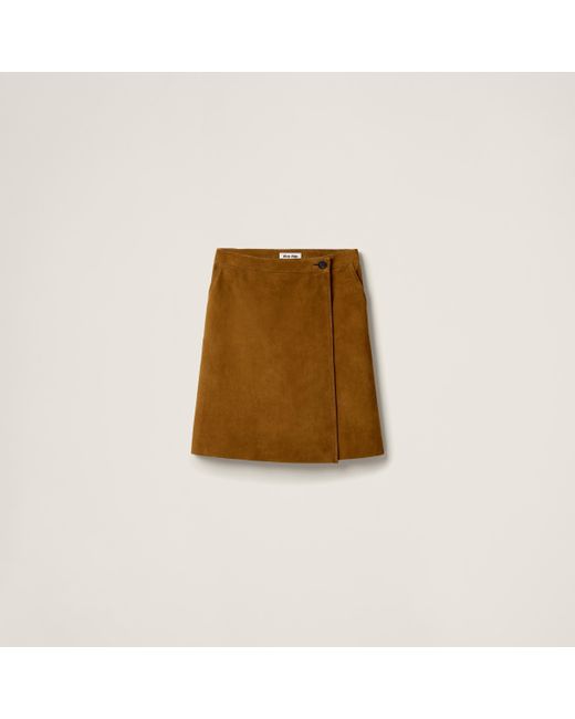 Miu Miu Natural Suede Wraparound Skirt