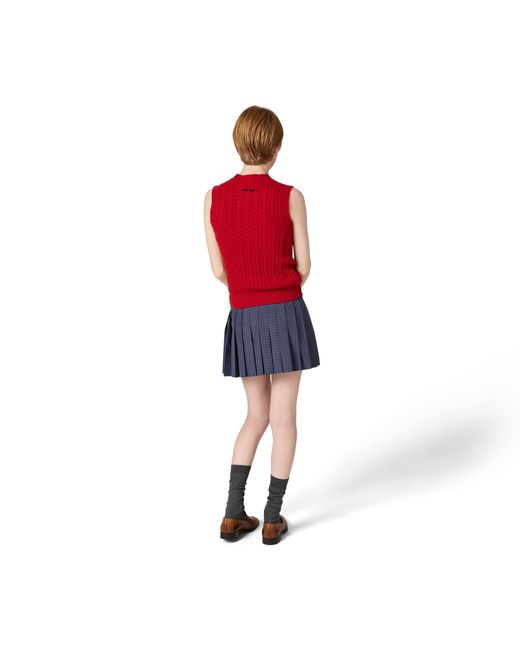 Miu Miu Red Cable-Knit Cashmere Vest