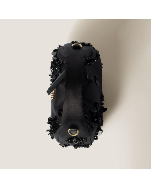 Miu Miu Black Wander Embroidered Duchesse Mini-Bag