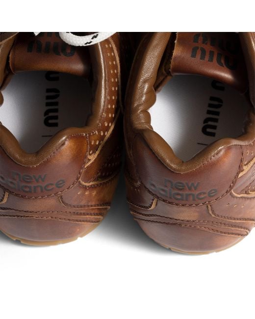 Miu Miu Brown New Balance X 530 Sl Deco' Leather Sneakers