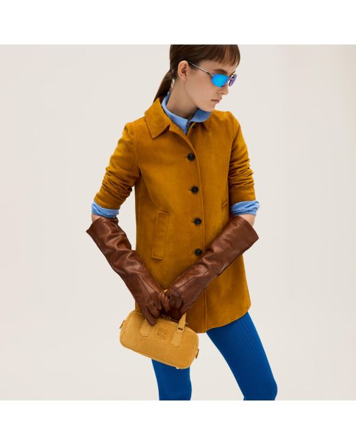Miu Miu Arcadie Padded Suede Top-Handle Bag in Yellow | Lyst