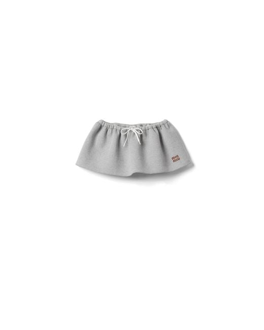 Miu Miu Gray Padded Cotton Fleece Miniskirt