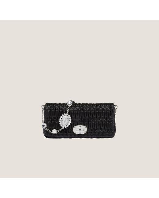 Miu Miu Black Iconic Crystal Cloqué Nappa Leather Bag