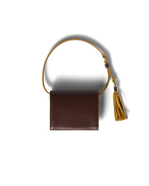 Miu Miu Brown Leather Wallet With Shoulder Strap