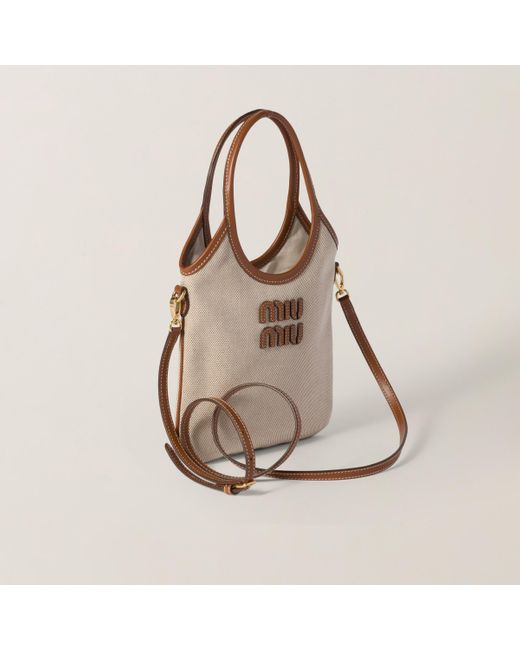 Miu Miu Natural Ivy Canvas And Leather Bag