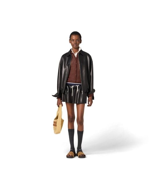 Miu Miu Black Plongé Nappa Leather Jacket