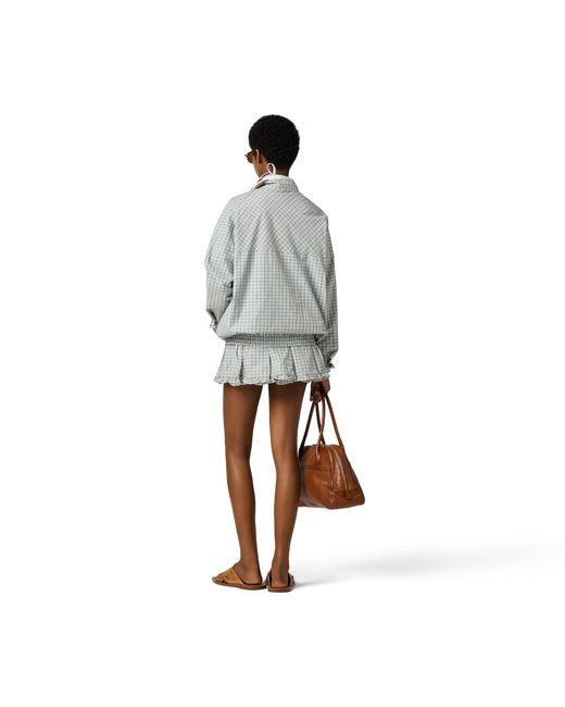 Miu Miu Gray Checked Technical Fabric Blouson Jacket