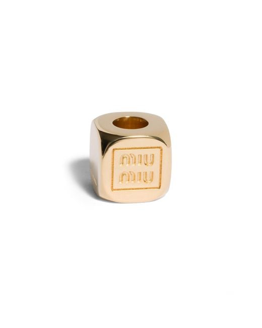 Miu Miu Pink Enameled Metal Dice Charm