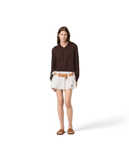 Miu Miu Brown V-Neck Cotton Sweater