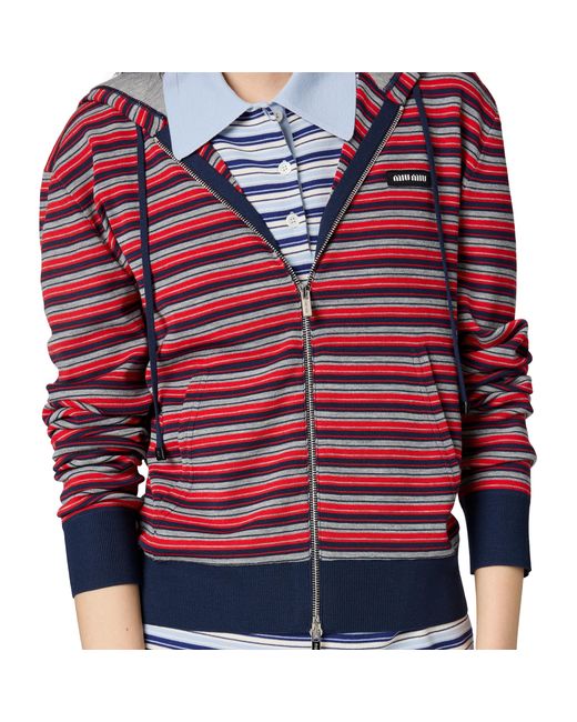 Miu Miu Red Wool Hoodie Jacket