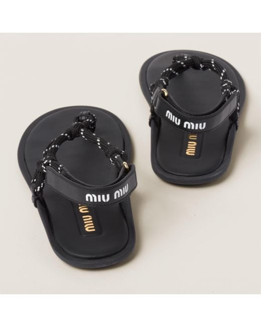 Miu Miu Black Riviere Cord And Leather Sandals