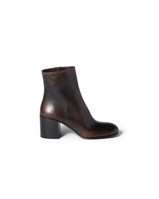 Miu Miu Black Fumé Calf Booties