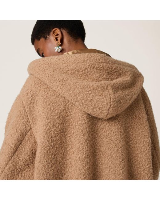 Miu Miu Brown Pile Hoodie Jacket
