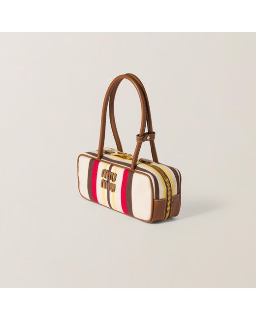 Miu Miu Pink Beau Canvas And Leather Bag