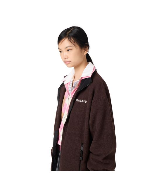 Miu Miu Brown Fleece Zipper Jacket