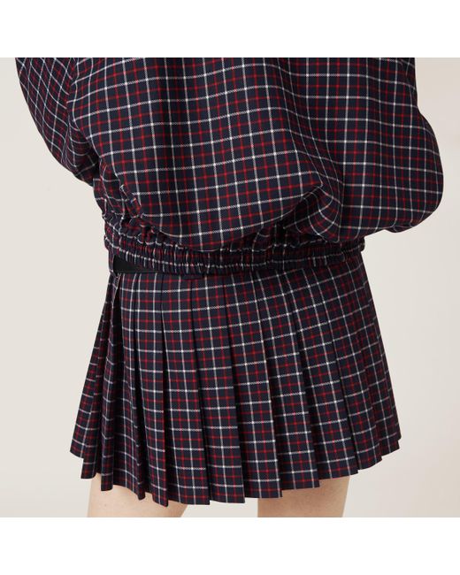 Miu Miu Blue Checked Wool Miniskirt
