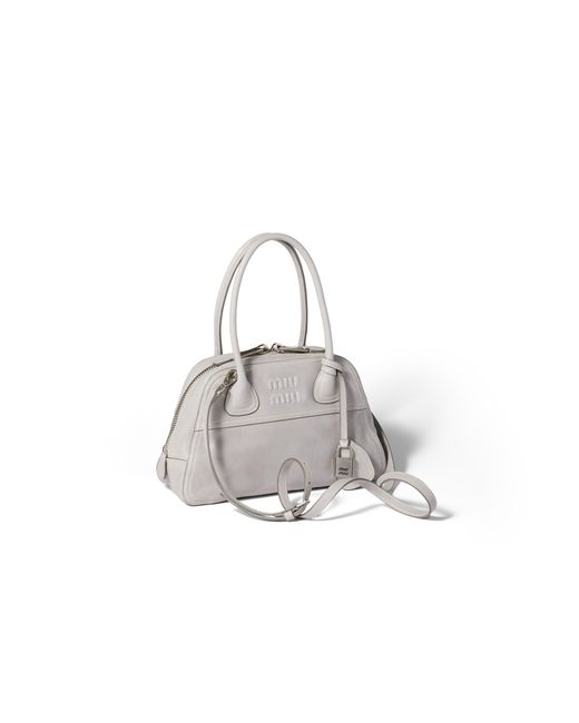 Miu Miu Gray Vivant Nappa Leather Bag